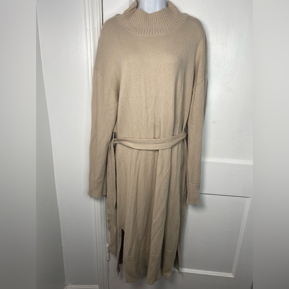 Rails Mila Cream Long Sleeve Mock Neck Line Sweater Dress W Tie Belt - Picture 5 of 15